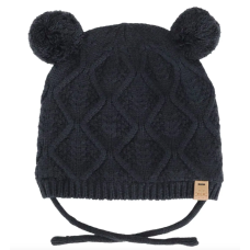 Calikids - Tuque d'hiver doublée en tricot doux avec 2 pompoms - Noir